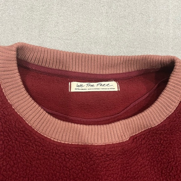 [XS]We The Free Burgundy Mulberry Camden Sherpa Pullover Teddy Sweater - Picture 4 of 8